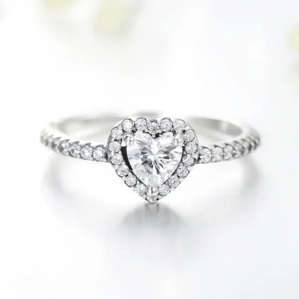 1 Piece 925 Sterling Silver Heart Shape Zircon Rings - Image 2