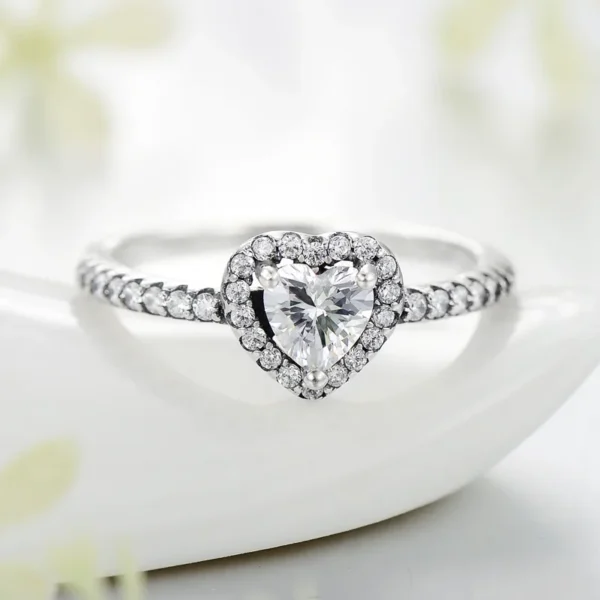 1 Piece 925 Sterling Silver Heart Shape Zircon Rings - Image 3