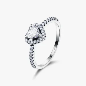 1 Piece 925 Sterling Silver Heart Shape Zircon Rings