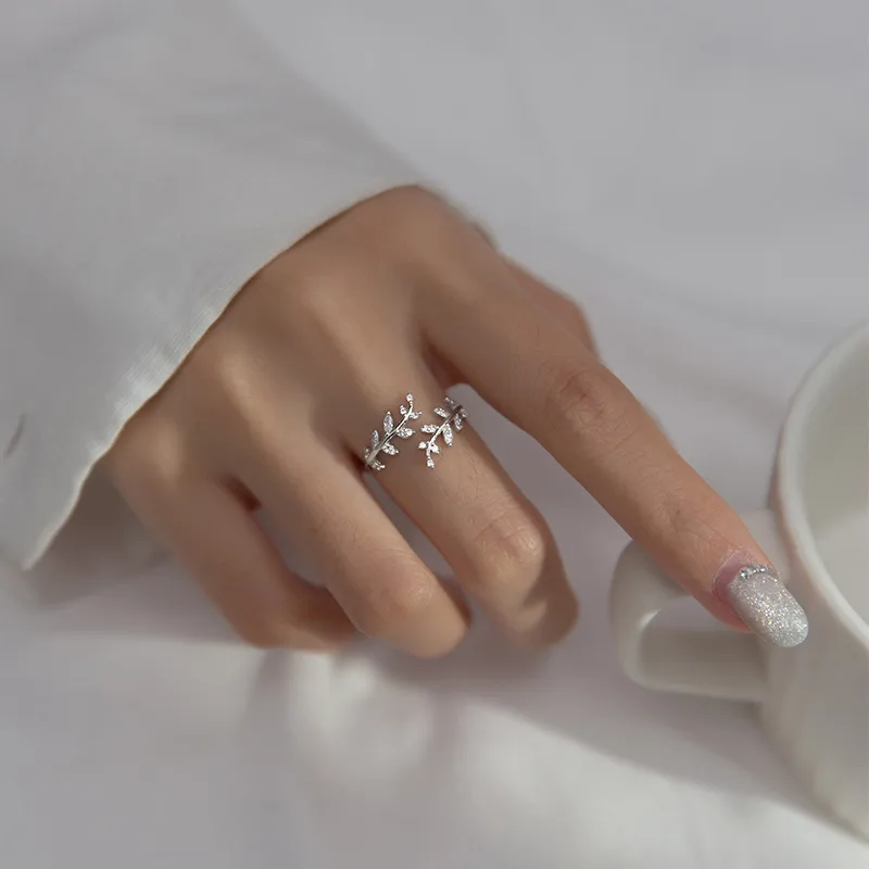 1 Piece 925 Sterling Silver Leaf Open Rings 1