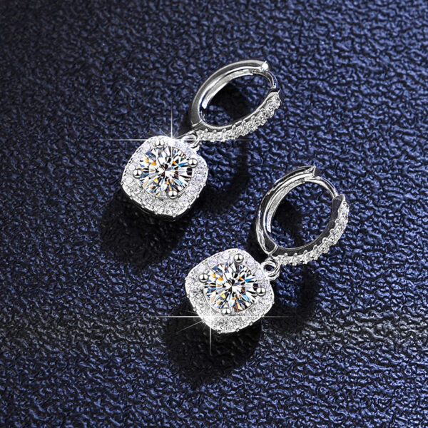 925 Sterling Silver Moissanite Square Earrings - Image 3