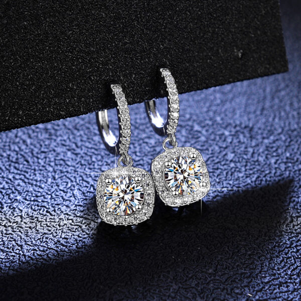 925 Sterling Silver Moissanite Square Earrings