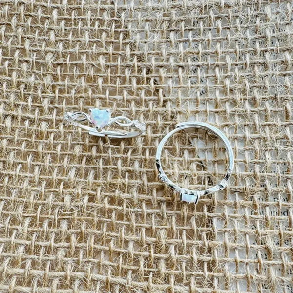 925 Sterling Silver Heart Shape Open Rings - Image 3