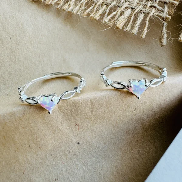 925 Sterling Silver Heart Shape Open Rings - Image 2