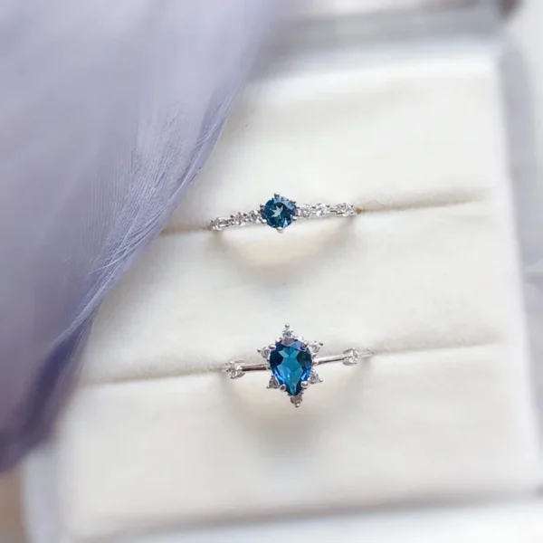 925 Sterling Silver Zircon Water Droplets Rings - Image 2