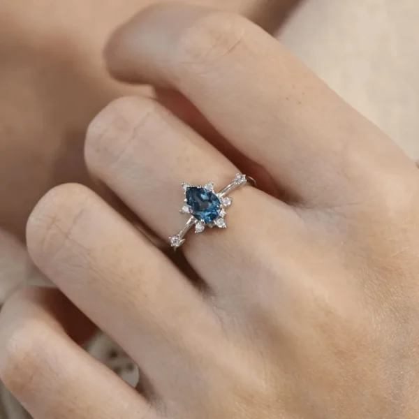 925 Sterling Silver Zircon Water Droplets Rings - Image 4