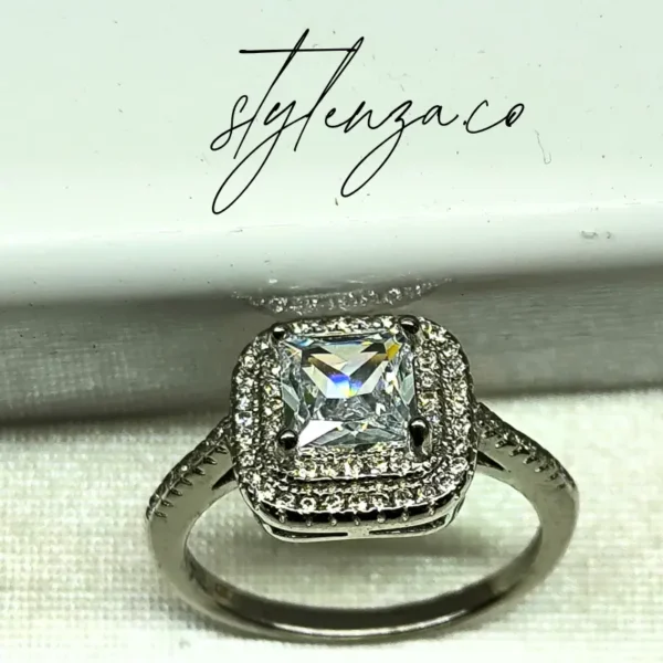 925 Sterling Silver Emerald-Cut Statement Ring - Image 3