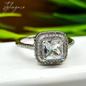 925 Sterling Silver Emerald-Cut Statement Ring