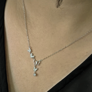 925 Silver Butterfly Charm Necklace with Zircon Sparkle