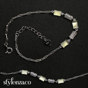925 sterling silver bracelet with white beads and CZ stone accents – Stylenza Jewelry