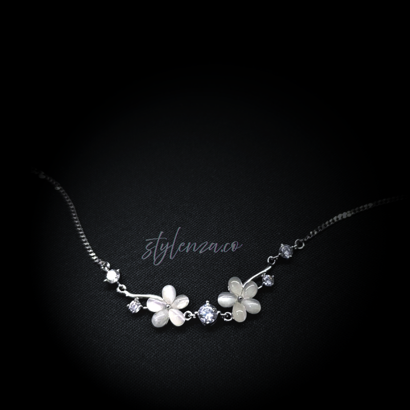 Blossom Glow Silver Bracelet with Floral Crystals