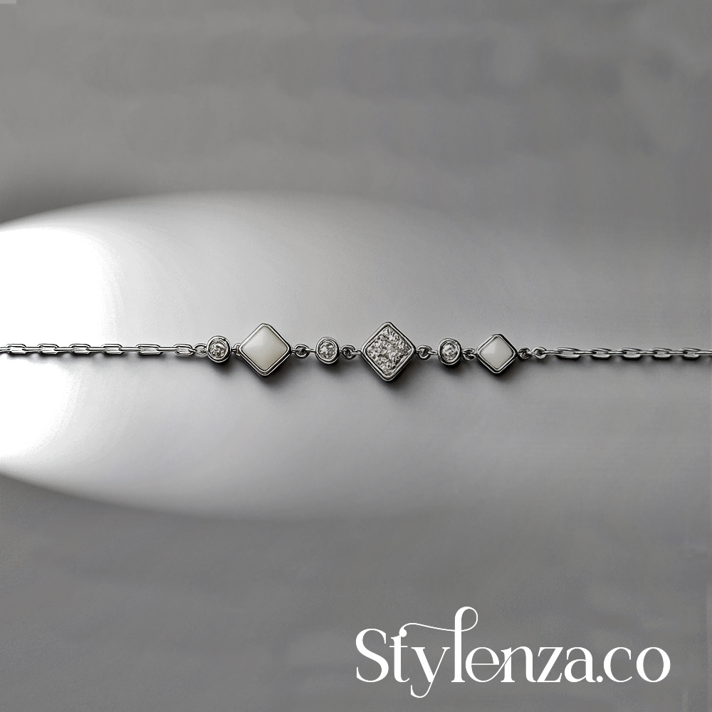 "Elegant Diamond-Inspired & Enamel Bracelet – Premium 925 Silver Jewelry" - Image 5