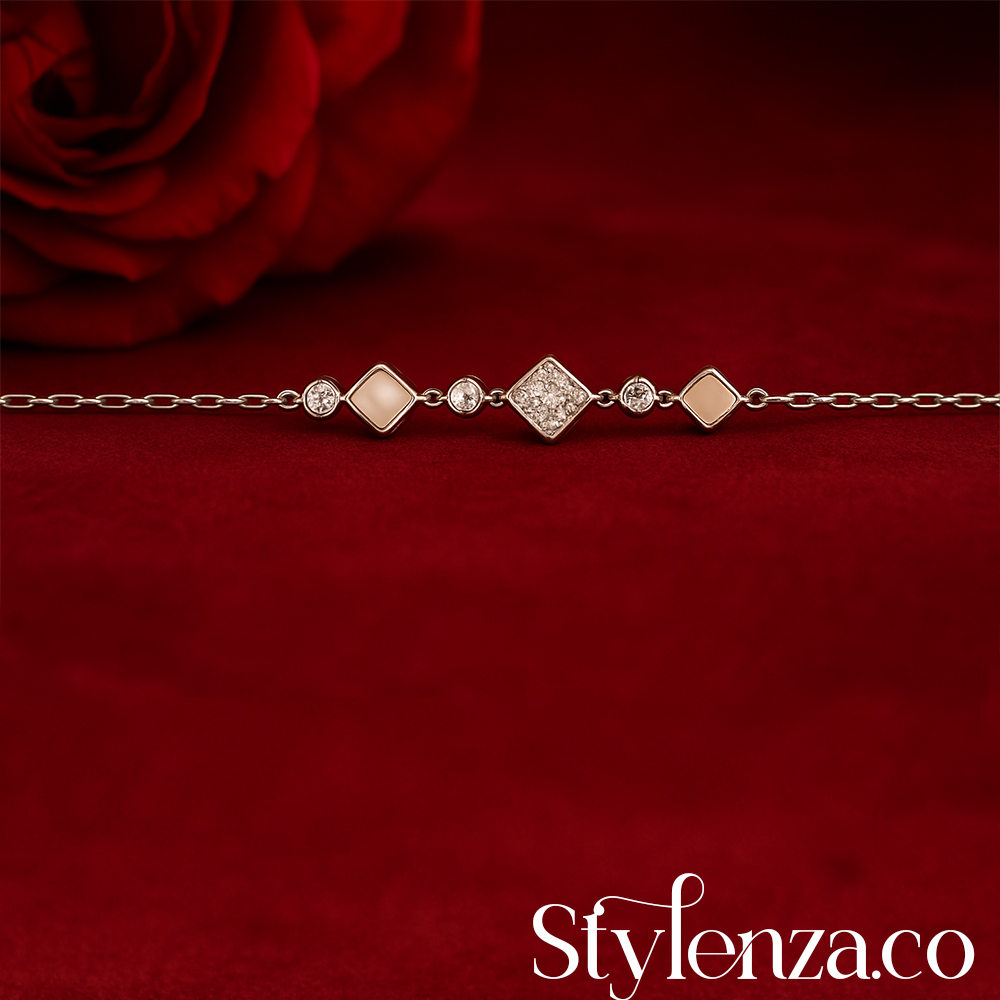 "Elegant Diamond-Inspired & Enamel Bracelet – Premium 925 Silver Jewelry" - Image 4