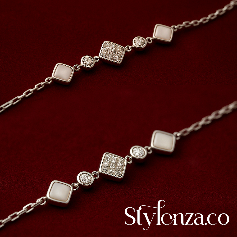 "Elegant Diamond-Inspired & Enamel Bracelet – Premium 925 Silver Jewelry" - Image 3